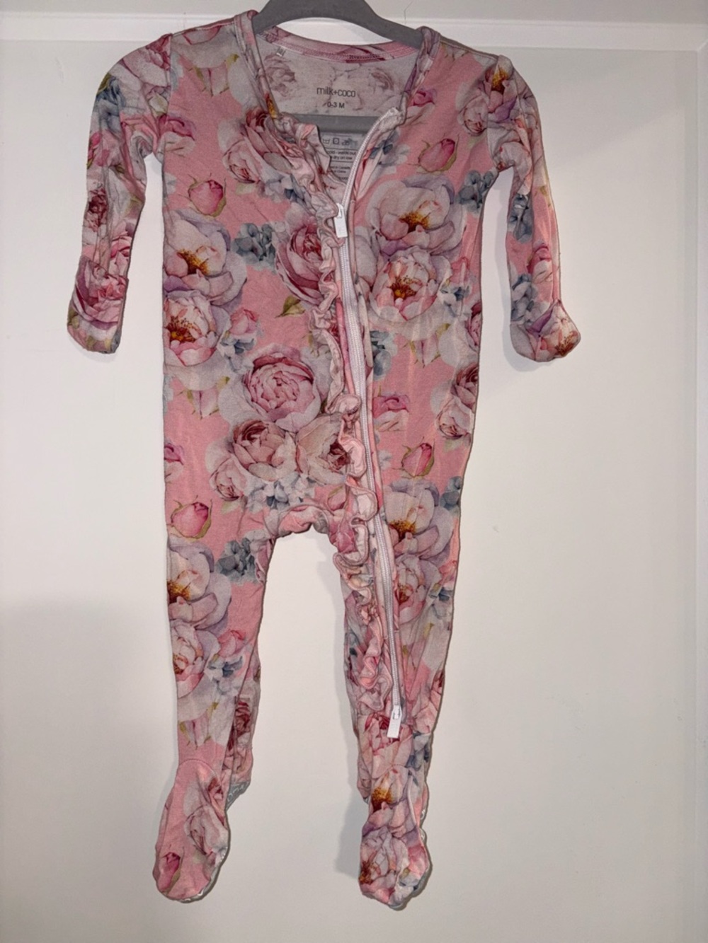 Posh Peanut Pink Floral Footed Bamboo One-Piece